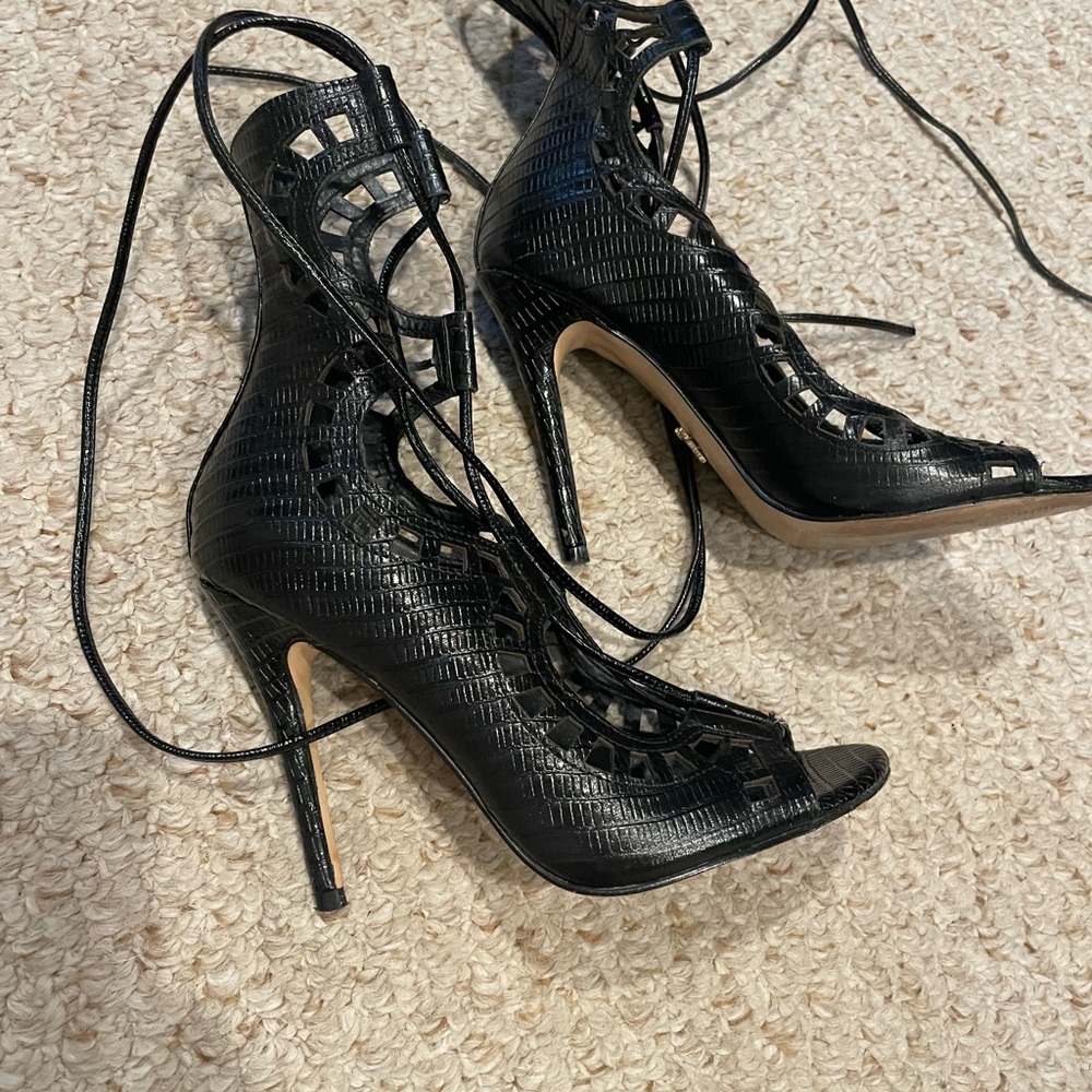 Black lace up sandals